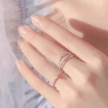 Lux 2 Pieces Stackable Crystal Crown Ring Set - ArtGalleryZen