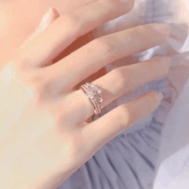 Lux 2 Pieces Stackable Crystal Crown Ring Set - ArtGalleryZen