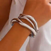 Minimalist 3Pcs Curved Open Bangle Bracelet Set - ArtGalleryZen