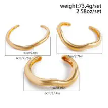 Minimalist 3Pcs Curved Open Bangle Bracelet Set - ArtGalleryZen