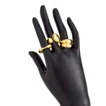 Minimalist 3pcs Gold Silver Plated Asymmetric Curved Ring Set - ArtGalleryZen