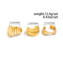 Minimalist 3pcs Gold Silver Plated Asymmetric Curved Ring Set - ArtGalleryZen