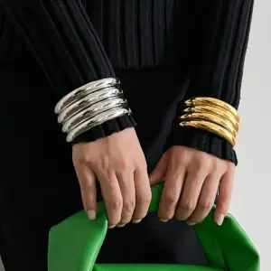 Minimalist 4pcs Gold Silver Plated Glossy Bangle Bracelet Set - ArtGalleryZen