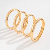 Minimalist 4pcs Gold Silver Plated Glossy Bangle Bracelet Set - ArtGalleryZen