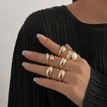 Minimalist 6pcs Gold Silver Plated Stackable Open Ring Set - ArtGalleryZen