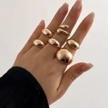 Minimalist 6pcs Gold Silver Plated Stackable Open Ring Set - ArtGalleryZen