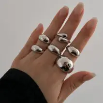 Minimalist 6pcs Gold Silver Plated Stackable Open Ring Set - ArtGalleryZen