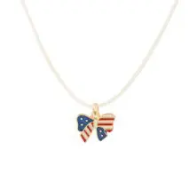 Minimalist American Flag Element Pendant Wax Cord Necklace - ArtGalleryZen