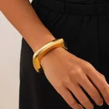 Minimalist Gold Plated Square Bangle Bracelet - ArtGalleryZen