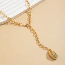 Minimalist Irregular Waterdrop Dangle Curb Chain Y Necklace - ArtGalleryZen