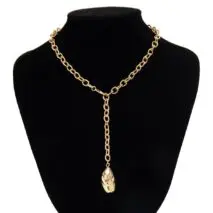 Minimalist Irregular Waterdrop Dangle Curb Chain Y Necklace - ArtGalleryZen