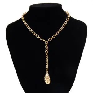 Minimalist Irregular Waterdrop Dangle Curb Chain Y Necklace - ArtGalleryZen