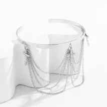 Minimalist Layered CZ Inlaid Cross Chain Tassel Arm Cuff - ArtGalleryZen