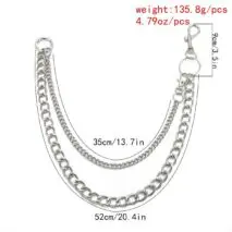 Minimalist Layered Silver Tone Metal Curb Link Trouser Chain - ArtGalleryZen