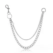 Minimalist Layered Silver Tone Metal Curb Link Trouser Chain - ArtGalleryZen