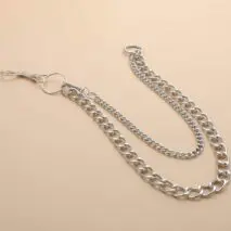 Minimalist Layered Silver Tone Metal Curb Link Trouser Chain - ArtGalleryZen
