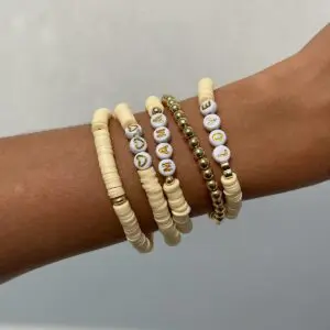 Mother's Day Heart Letter Polymer Clay Beaded Bracelet Set - ArtGalleryZen