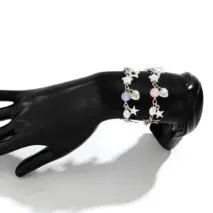 Newly 2 Pcs Heart Star Tassel Crystal Pearl Chain Bracelet Set - ArtGalleryZen