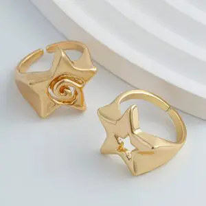 Newly 2Pcs Hollow Star Spiral Open Ring Set - ArtGalleryZen
