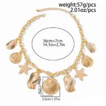Ocean Style Chunky Starfish Shell Conch Tassel Necklace - ArtGalleryZen