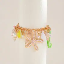 Ocean Style Conch Starfish Pearl Tassel Anklet - ArtGalleryZen