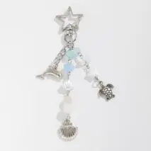 Ocean Style Dolphin Shell Turtle Pendant Pearl Glass Beaded Keychain - ArtGalleryZen