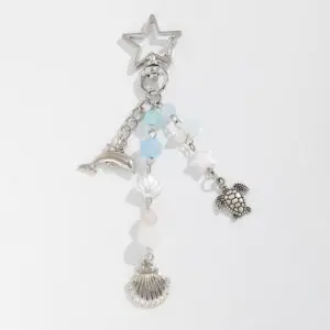 Ocean Style Dolphin Shell Turtle Pendant Pearl Glass Beaded Keychain - ArtGalleryZen