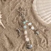 Ocean Style Dolphin Shell Turtle Pendant Pearl Glass Beaded Keychain - ArtGalleryZen