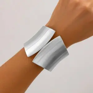 Oversized Gold Silver Tone Frosted Wide Cuff Bangle Bracelet - ArtGalleryZen