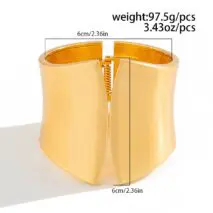 Oversized Gold Silver Tone Frosted Wide Cuff Bangle Bracelet - ArtGalleryZen
