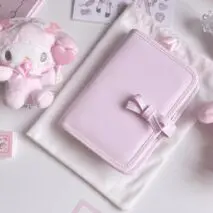 Pink Bowknot PU Leather A7 Binder Cover - ArtGalleryZen