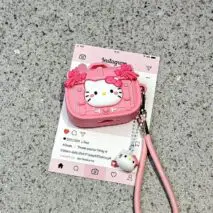 Pink Briefcase Hello Kitty AirPods Earphone Case With Lanyard - ArtGalleryZen