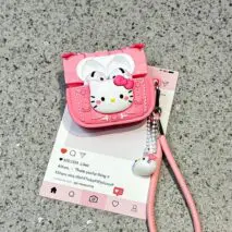 Pink Briefcase Hello Kitty AirPods Earphone Case With Lanyard - ArtGalleryZen