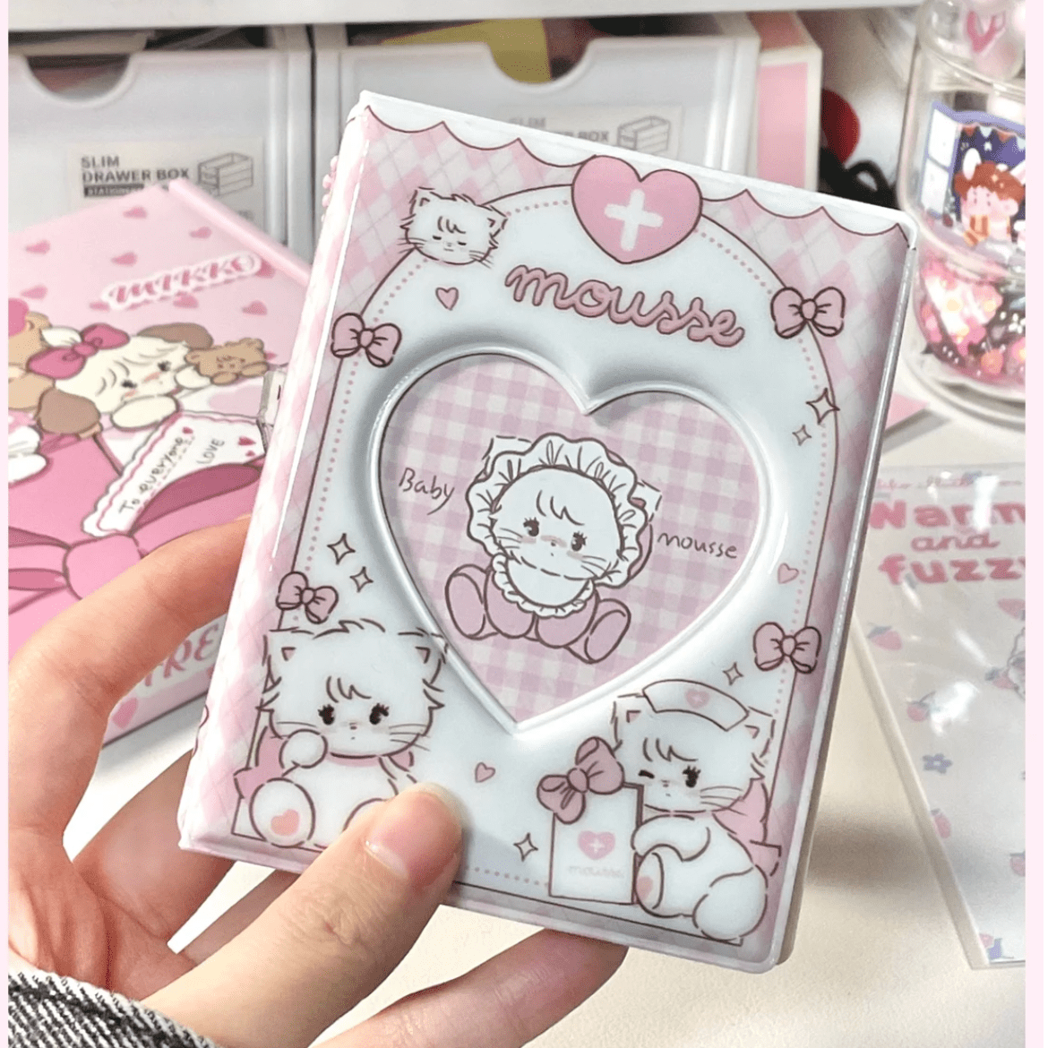Pink Mikko Mousse Kpop 3 Inch Mini Photocard Album - ArtGalleryZen