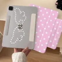 Pink Polka Dot Angel Wing Magnetic iPad Case - ArtGalleryZen