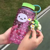 Pink Smiley Polka Dots 1000ml Portable Water Cup - ArtGalleryZen