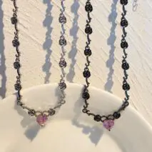 Rose Heart Pendant Necklace - ArtGalleryZen