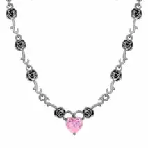 Rose Heart Pendant Necklace - ArtGalleryZen