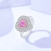 S925 Sterling Silver Diamond Heart Ring - ArtGalleryZen