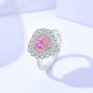 S925 Sterling Silver Diamond Heart Ring - ArtGalleryZen