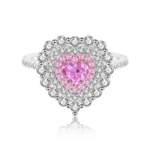 S925 Sterling Silver Diamond Heart Ring - ArtGalleryZen
