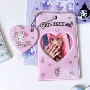 Sanrio Cinnamoroll Kuromi Kpop Heart Keychain Photocard Holder - ArtGalleryZen