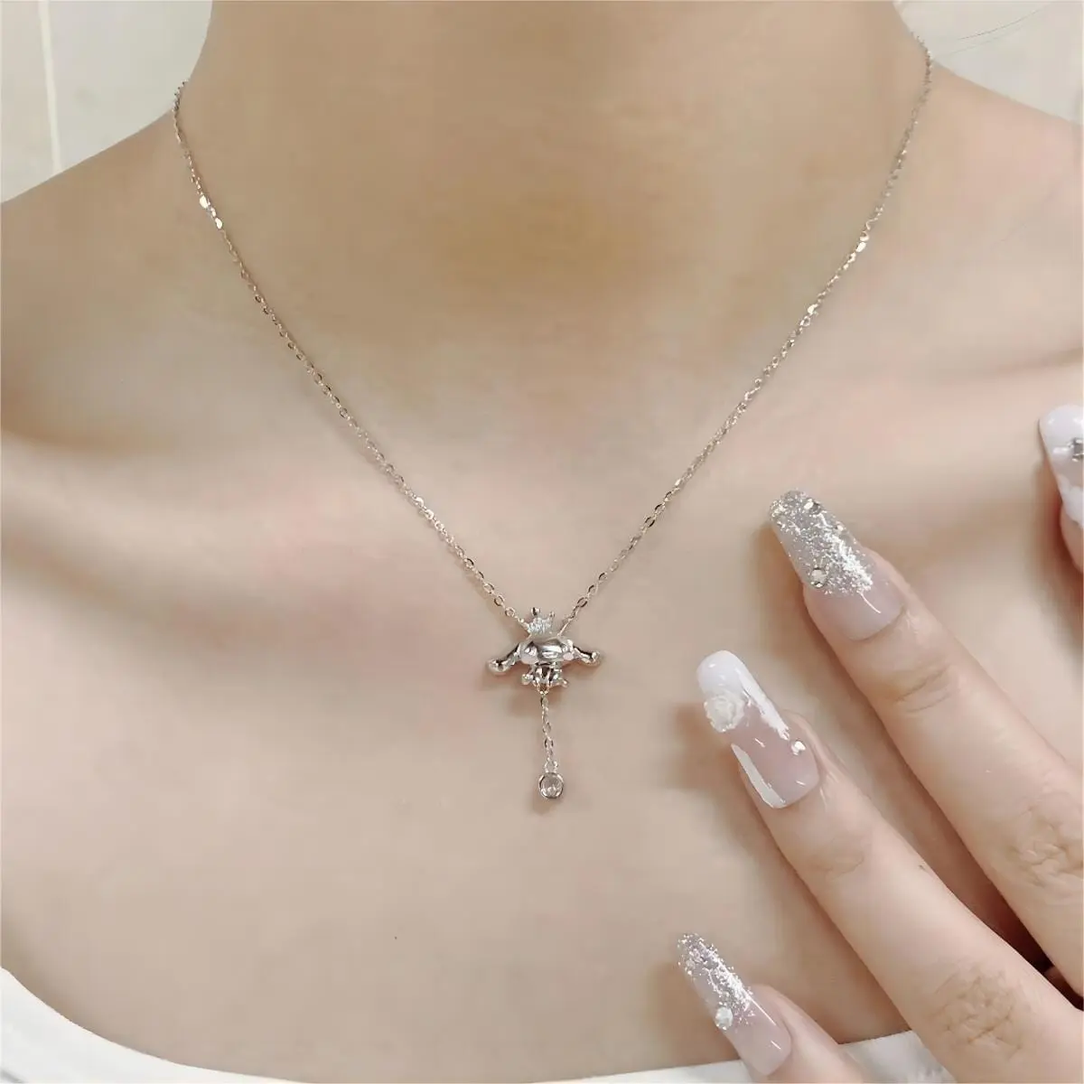 Sanrio Crystal Crown Cinnamoroll Necklace - ArtGalleryZen