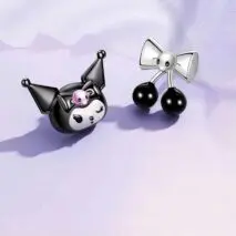Sanrio Enamel Black Cherry Kuromi Earrings - ArtGalleryZen