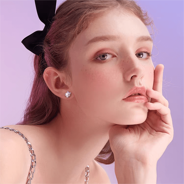 Sanrio Enamel Kuromi Heart Earrings - ArtGalleryZen