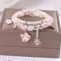 Sanrio Kawaii Anime Melody Kuromi Cinnamoroll Crystal Bracelet - ArtGalleryZen