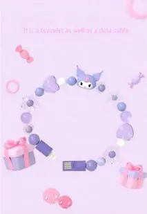 Sanrio Kuromi Pochacco Charging Data Cable Bracelet - ArtGalleryZen