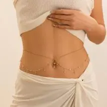 Shining Layered CZ Inlaid Tassel Navel Piercing Belly Chain - ArtGalleryZen