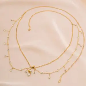 Shining Layered CZ Inlaid Tassel Navel Piercing Belly Chain - ArtGalleryZen