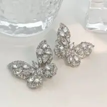 Sparkling Chunky CZ Inlaid Butterfly Stud Earrings - ArtGalleryZen